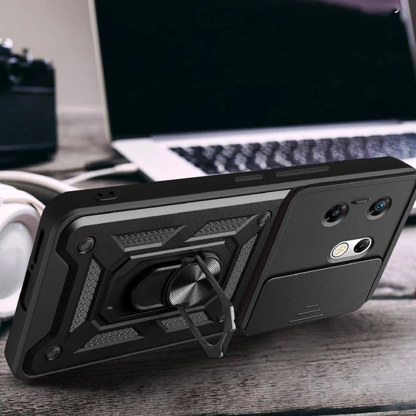 Vendas İnfinix Zero 30 4G Kılıf Magnetik Standlı Kamera Korumalı Zore Sürgülü Vega Kapak - 6