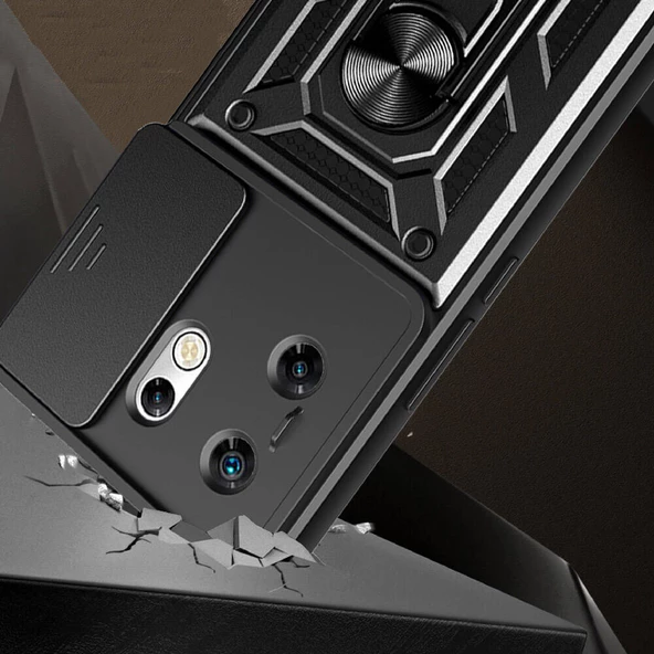 Vendas İnfinix Zero 30 4G  Kılıf Magnetik Standlı Kamera Korumalı Zore Sürgülü Vega Kapak - 8