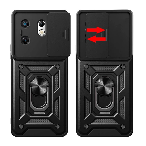 Vendas İnfinix Zero 30 4G Kılıf Magnetik Standlı Kamera Korumalı Zore Sürgülü Vega Kapak - 5