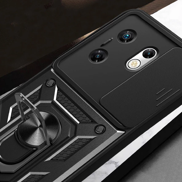 Vendas İnfinix Zero 30 4G Kılıf Magnetik Standlı Kamera Korumalı Zore Sürgülü Vega Kapak - 7