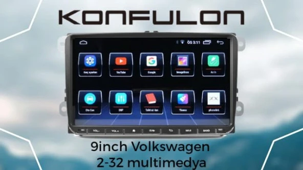 Konfulon 9 Inch Volkswagen Multimedya 2-32 GB Android Kapasitif Dokunmatik Ekran Soğutma Fanlı