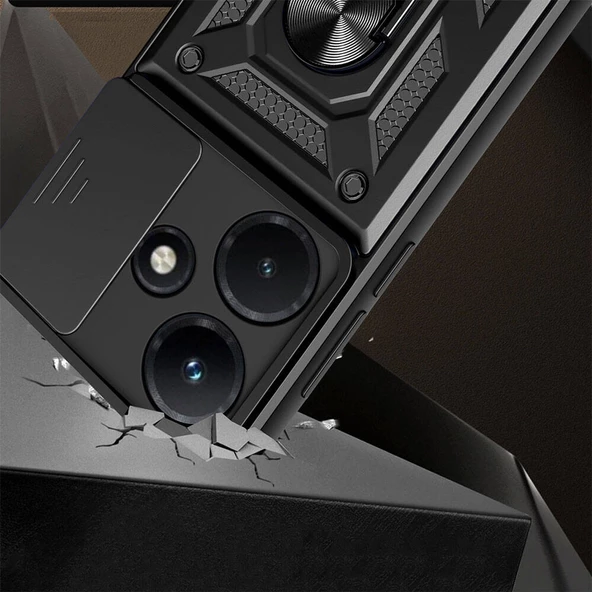 Vendas İnfinix Hot 30i Kılıf Magnetik Standlı Kamera Korumalı Zore Sürgülü Vega Kapak - 12