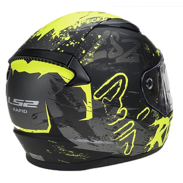 LS2 RAPID NAUGHTY MAT SİYAH-NEON SARI KASK - 4