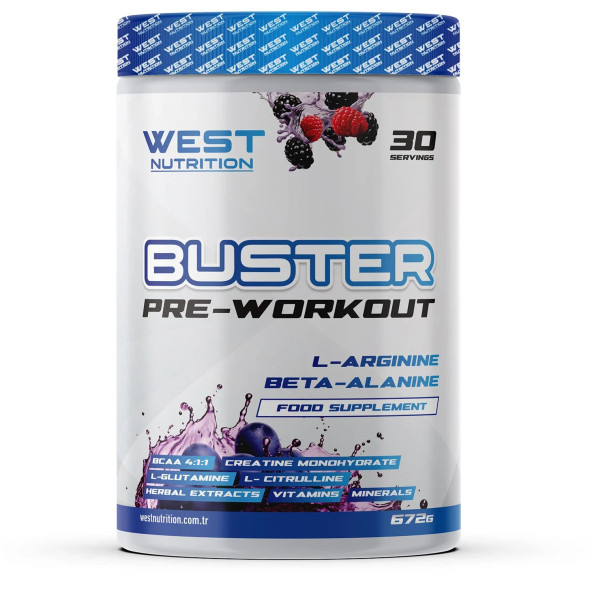 West Nutrition Buster Preworkout L-Arjinin & Beta- Alanin 30 Servis 672 gram Orman Meyveleri Aroması +SHAKER HEDİYE