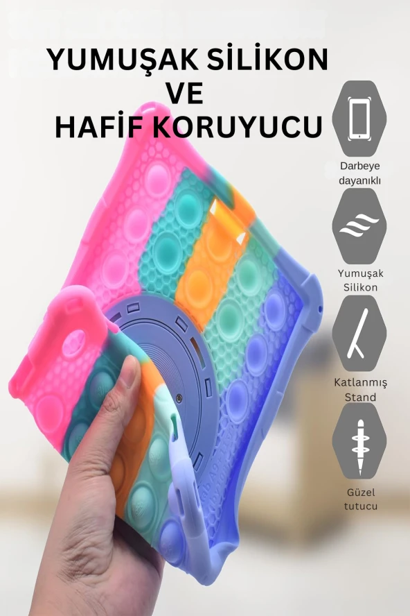 Qpen Samsung Galaxy Tab A9 8.7 İnç Uyumlu Patpat  Standlı Tablet Silikon - Resim 2