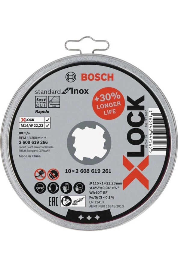 Bosch X-LOCK SDInoxR KesmeTaşı115*1mmDüz10lu - 2