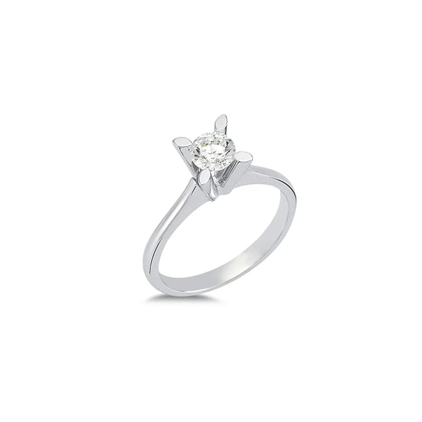 14 Ayar Altın Tektaş Yüzük - Resim 3