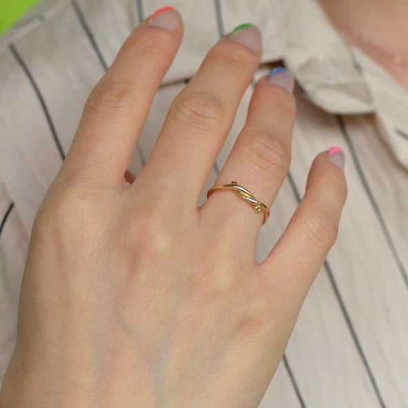 14 Ayar Altın Aşk Düğüm Yüzük - Resim 2