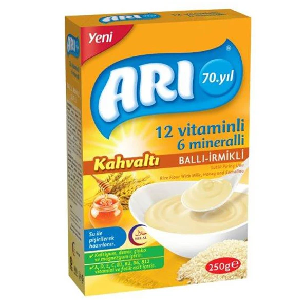 Arı 12 Vitaminli 6 Mineralli Sütlü Ballı İrmikli Pirinçli Kahvaltı 250 Gr