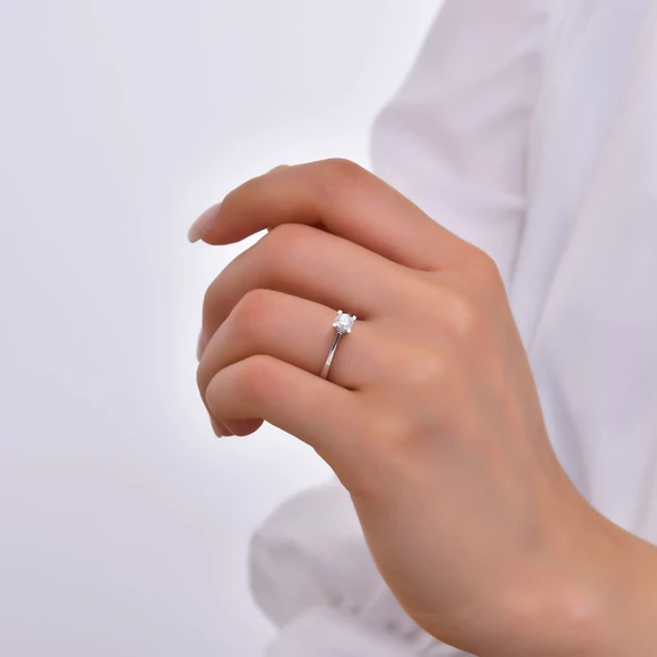 0,50Ct Pırlanta Tektaş Yüzük - 18K - Resim 3