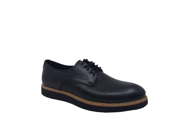 Modesa 250 Erkek Siyah Bağcıklı Hakiki Deri Casual Ayakkabı - Resim 2