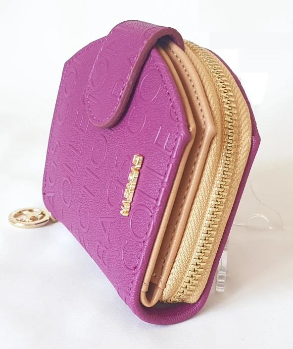 CZ008 Model Nas Bag Marka Vişne Camel Renk Gofraj Kadın Cüzdanı - 2