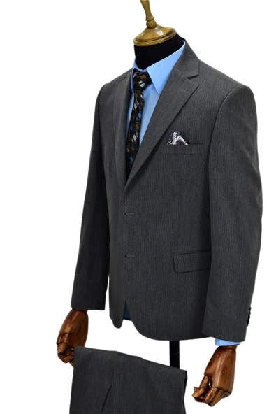 Erkek Gri 4 Drop Takım Elbise NT-5018-01 - Resim 4