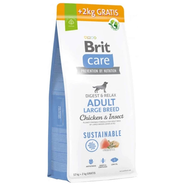 Brit Care Sustainable Adult Large Breed Böcek ve Tavuklu Büyük Irk Yetişkin Köpek Maması 12 + 2 Kg