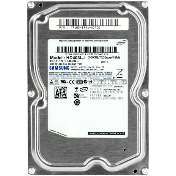 SAMSUNG HD403LJ 3.5" 400GB HDD 7200 RPM 16MB 400 GB HARDDİSK YENİLENMİŞ 2.EL ÜRÜN - 2