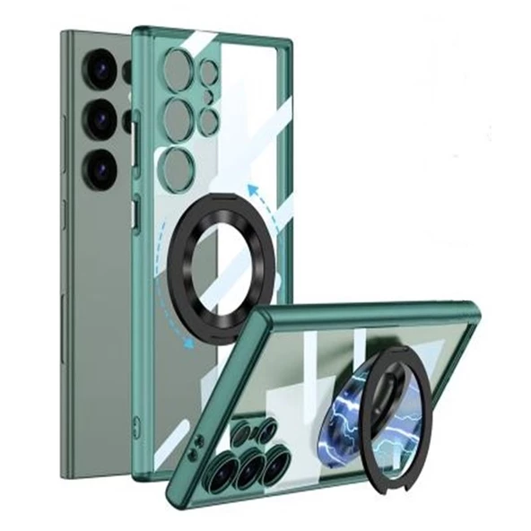 Gpack Samsung Galaxy S24 Ultra Kılıf Standlı Magsafeli Sert Mika ivy - 3