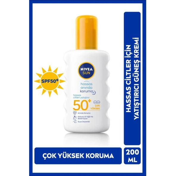 Nivea Sun Hassas Ciltler İçin Yatıştırıcı Çok Yüksek Güneş Koruyucu Sprey Spf 50+ 200 Ml