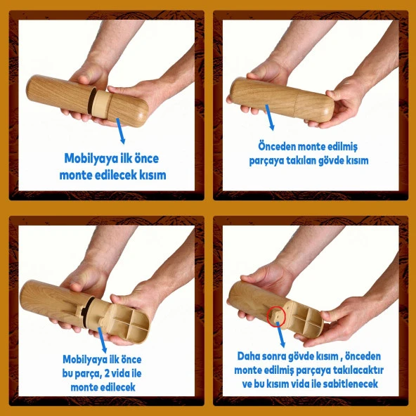 Mobilya Kanepe TV Ünitesi Koltuk Ayağı Baza Ayakları Ahşap Desenli Kahverengi Ceviz 15 cm - Resim 3