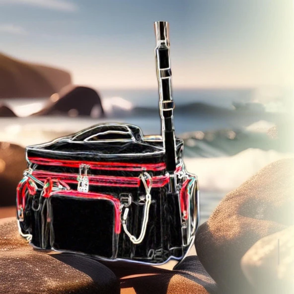 BM Fishing BM-01 Safir Spin Çantası Siyah Kırmızı - 2