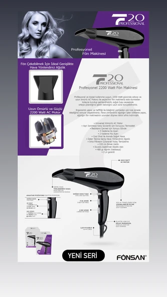 Fönsan  Professional 2200 Watt Siyah Fön Makinası - 4