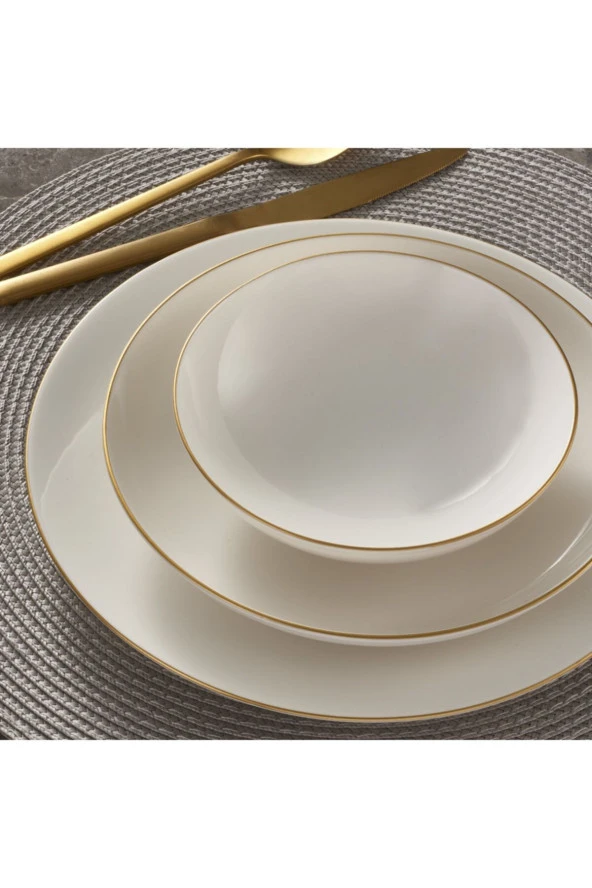 GÜRAL PORSELEN - Atina 26 Parça 6 Kişilik Bone Yemek Takımı - Gold - 2