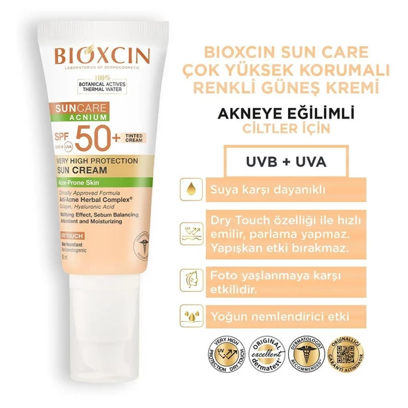 Bioxcin Sun Care Spf 50+ Akneye Eğilimli Ciltler İçin Renkli Güneş Kremi 50 ml - 2