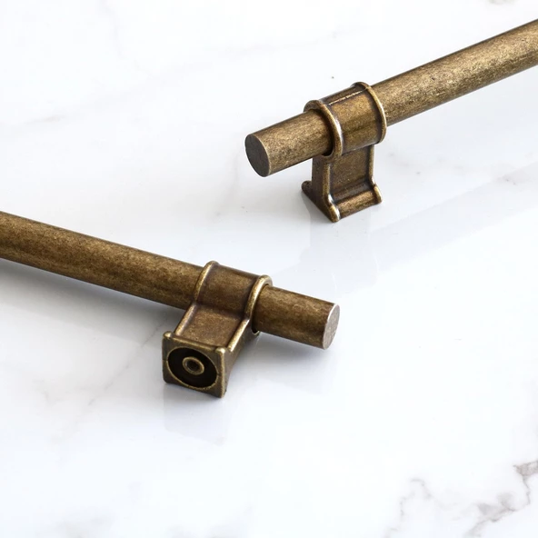 Hisar Eskitme Antik Sarı Metal 128 mm-12.8 cm Mobilya Mutfak Çekmece Dolap Kulpu Kulbu Kulpları - Resim 6