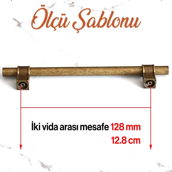 Hisar Eskitme Antik Sarı Metal 128 mm-12.8 cm Mobilya Mutfak Çekmece Dolap Kulpu Kulbu Kulpları - Resim 4