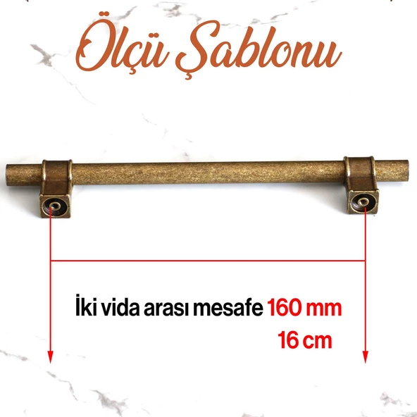 Hisar Eskitme Antik Sarı Metal 160 mm-16 cm Mobilya Mutfak Çekmece Dolap Dolabı Kulpu Kulbu Kulpları - 4