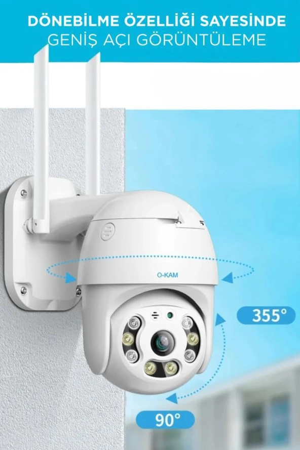 Torima CMR-12 Beyaz 360° Görüş Hareketli Wi-Fi Akıllı IP Güvenlik Kamerası Dış Mekan Kamerası - 8