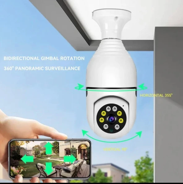Ampul Kamera Harekete Duyarlı Gece Görüşlü Kablosuz Bebek Izleme Kamerası Güvenlik Akıllı Wifi 360hd - 3
