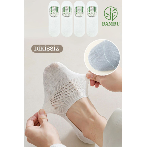 Erkek - Bayan Bambu Babet Çorap Dikişsiz Parfümlü Silikonlu Babet Çorap - 5