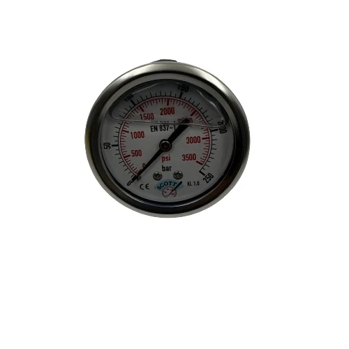 Manometre Gliserinli Arka Çıkışlı Q63 - 0 - 250 Bar 1/4