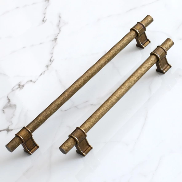Hisar Eskitme Antik Sarı Metal 224 mm-22.4 cm Mobilya Mutfak Çekmece Dolap Kulpu Kulbu Kulpları - 5