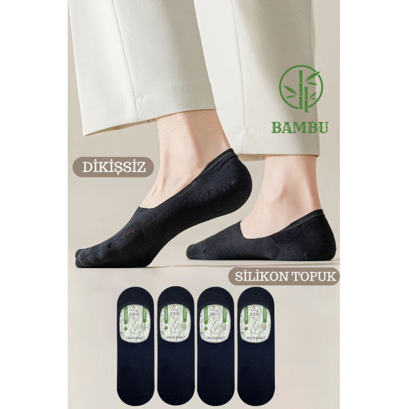 Erkek - Bayan Bambu Babet Çorap Dikişsiz Parfümlü Silikonlu Babet Çorap - 3