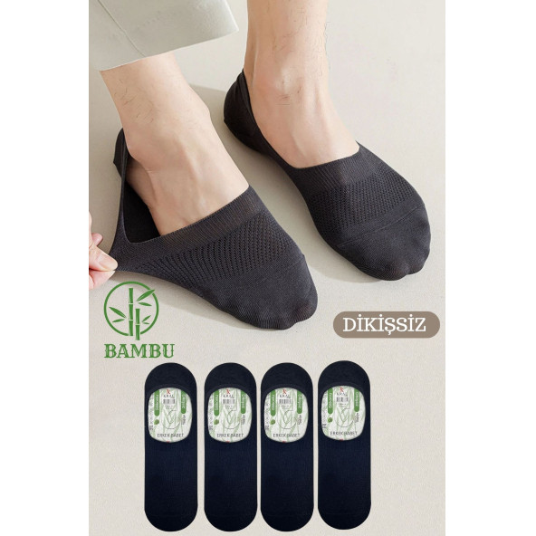 Erkek - Bayan Bambu Babet Çorap Dikişsiz Parfümlü Silikonlu Babet Çorap - 5