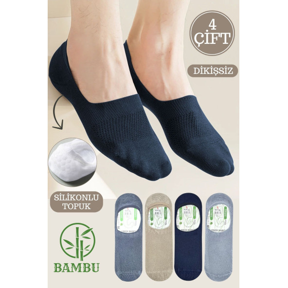 Erkek - Bayan Bambu Babet Çorap Dikişsiz Parfümlü Silikonlu  Babet Çorap