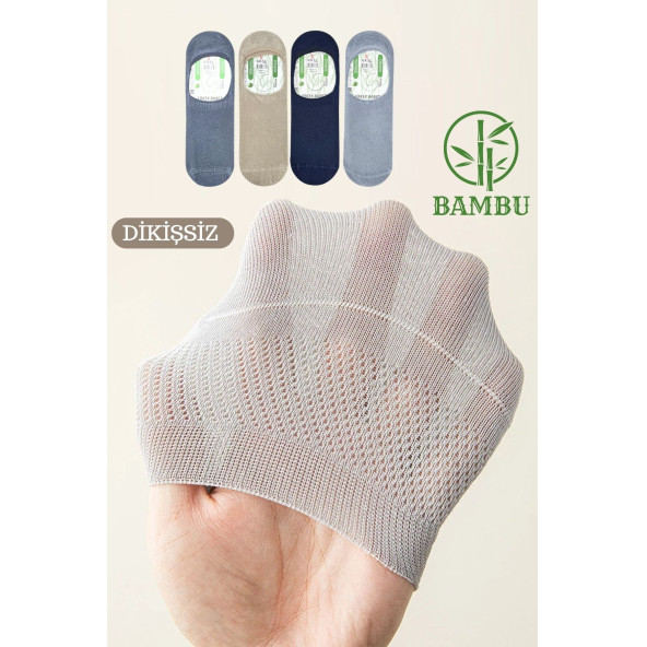 Erkek - Bayan Bambu Babet Çorap Dikişsiz Parfümlü Silikonlu Babet Çorap - 8