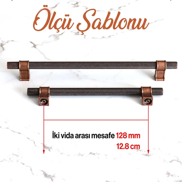 Hisar Eskitme Antik Bakır Metal 128 mm-12.8 cm Mobilya Mutfak Çekmece Dolap Kulpu Kulbu Kulpları - 3