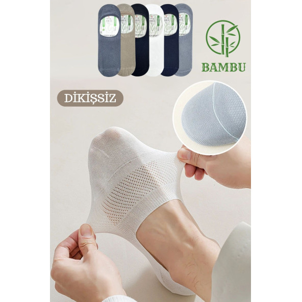 Erkek - Bayan Bambu Babet Çorap Dikişsiz Parfümlü Silikonlu Babet Çorap - 6