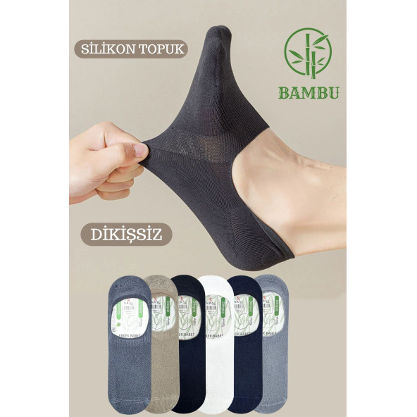 Erkek - Bayan Bambu Babet Çorap Dikişsiz Parfümlü Silikonlu Babet Çorap - 7