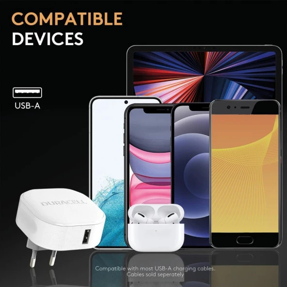 Duracell 12W Telefon / Tablet Şarj Başlığı 1xUSB 5v/2.4A - Beyaz - 4