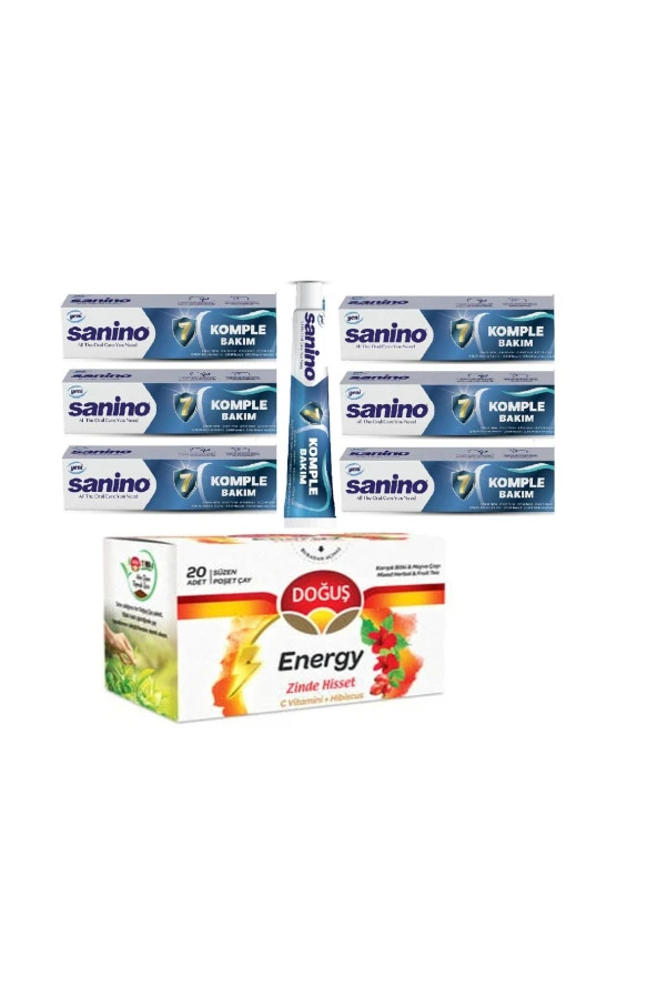 Sanino Komple Bakım Sanino Diş Macunu 6 Adet 75 Ml - Doğuş Energy 20 Adet Süzen Poşet Çay Hediyeli