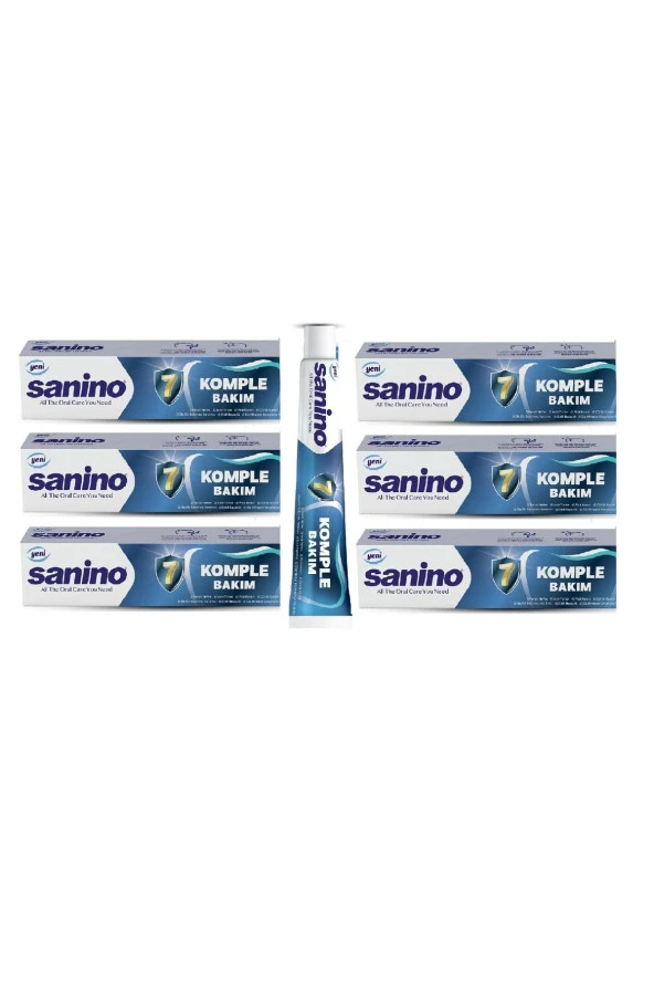 Sanino Komple Bakım Sanino Diş Macunu 6 Adet 75 Ml - Günlük Koruma YENİLENMİŞ FORMÜL