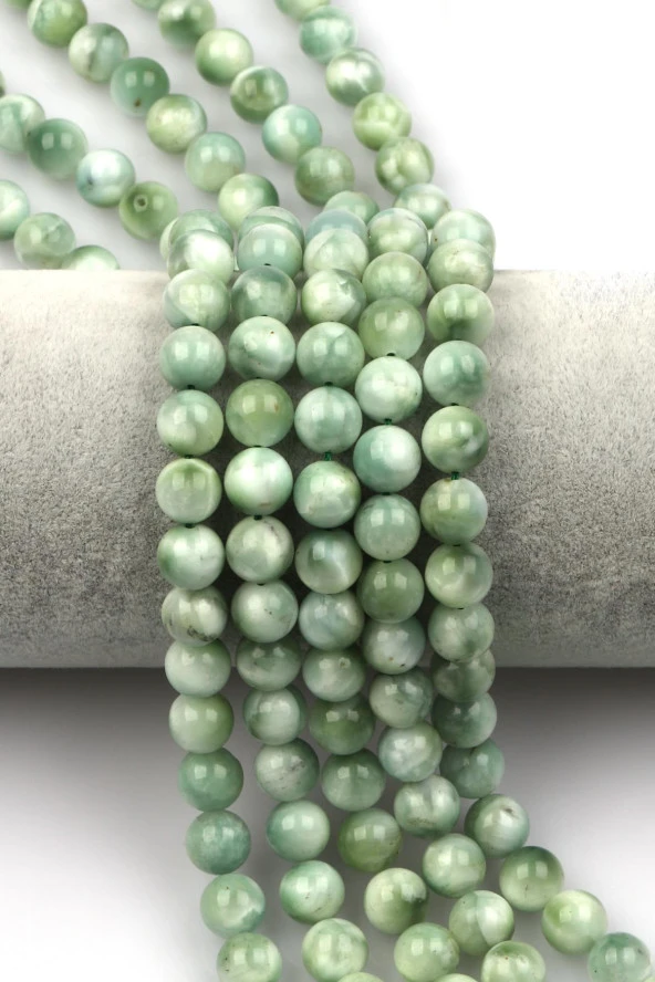 Yeşil Larimar Doğal Taş Dizi 8 mm Küre Kesim