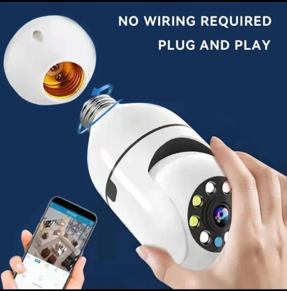 Ampul Kamera Harekete Duyarlı Gece Görüşlü Kablosuz Bebek Izleme Kamerası Güvenlik Akıllı Wifi 360hd - 3