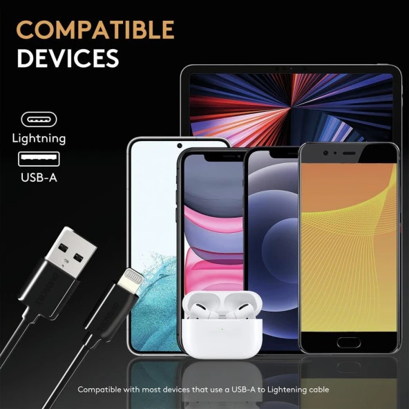 Duracell 1m Lightning to USB-A Şarj Kablosu - Siyah - 4