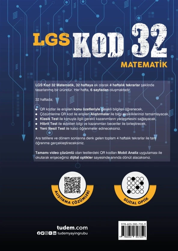 TUDEM YAYINLARI 8.SINIF LGS MATEMATİK KOD 32 TEKRAR TESTİ - Resim 2