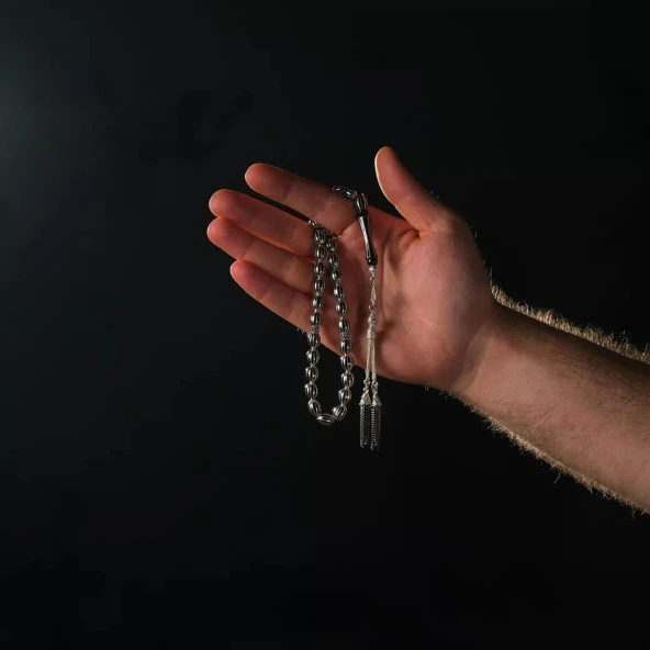 Gümüş İşlemeli Erzurum Oltu Taşı Tesbih - Resim 3