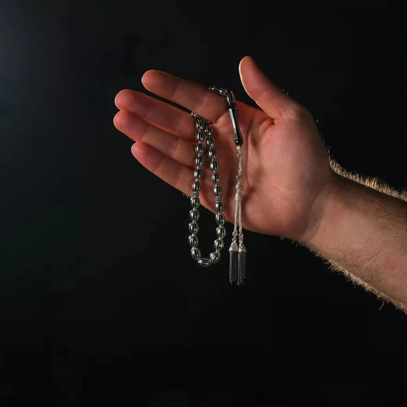 Gümüş İşlemeli Erzurum Oltu Taşı Tesbih - Resim 4